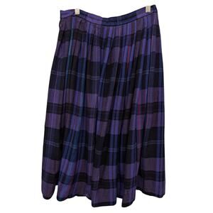 Vintage 70s Union Made Giuseppe Stripe Pleated Midi Skirt Navy Purple Collegiate